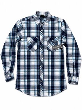 Burnside Men's Navy Plaid Button-Up Shirt